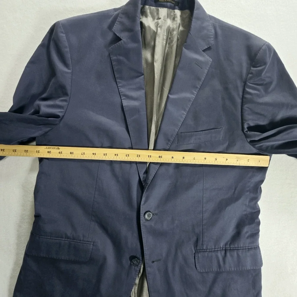 J Hilburn Sport Coat Blazer Wool Jacket Mens Vintage Blue Size 40-42 Lined